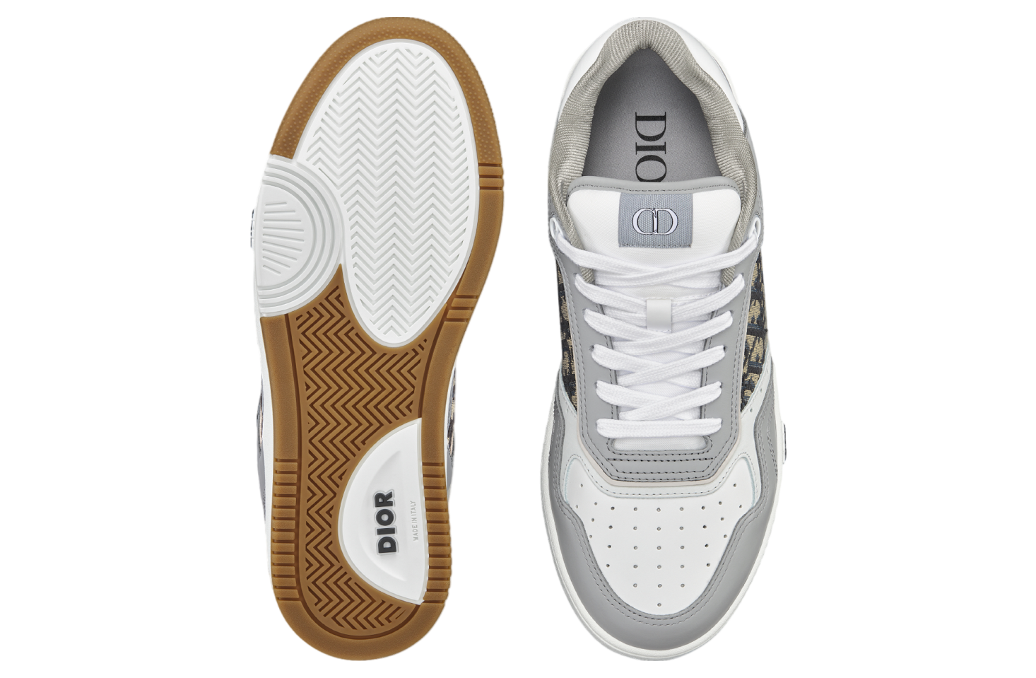 Dior B27 Low Gray / White Smooth Calfskin