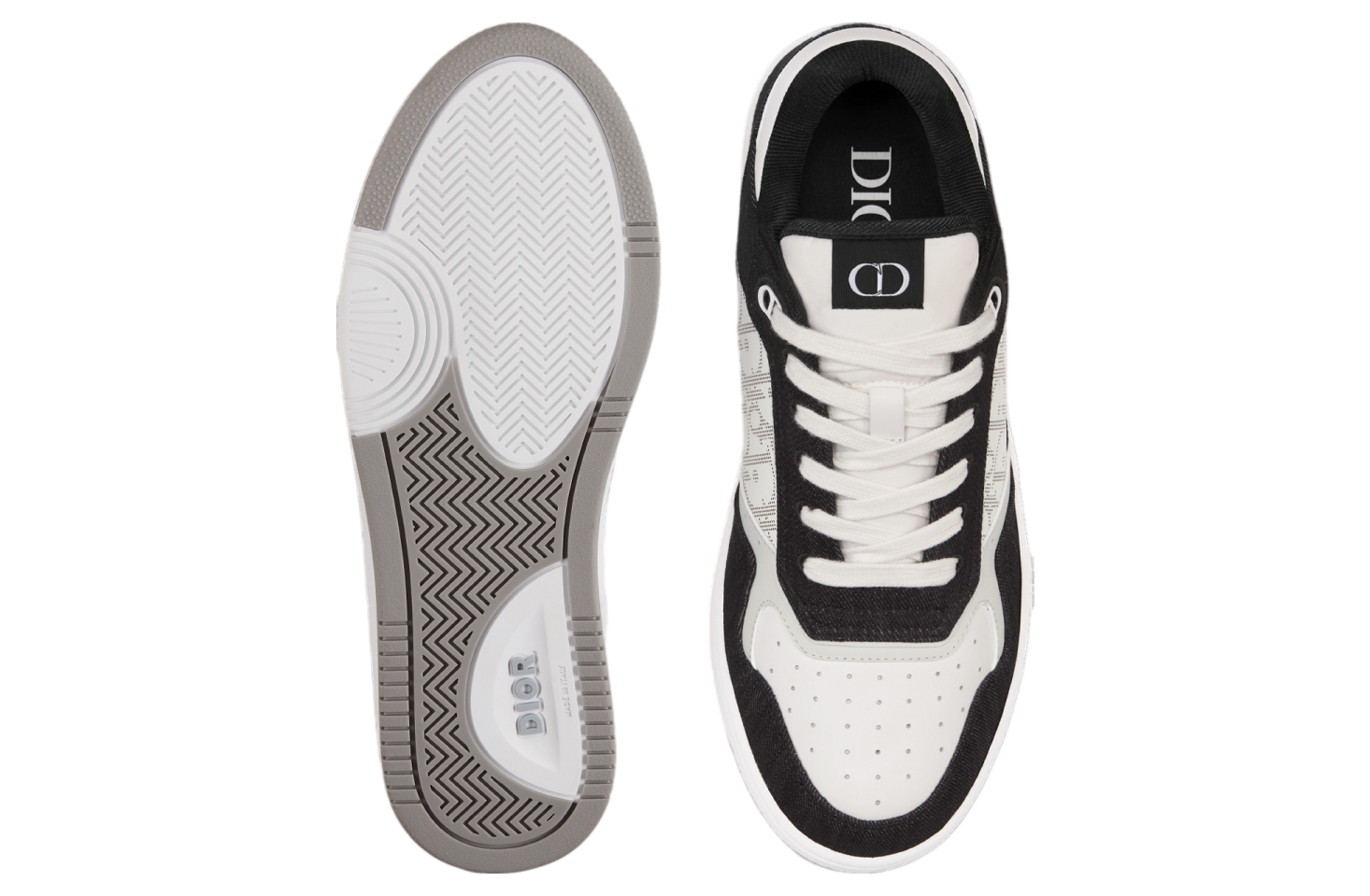 Dior B27 Low White Smooth Calfskin / Black Denim