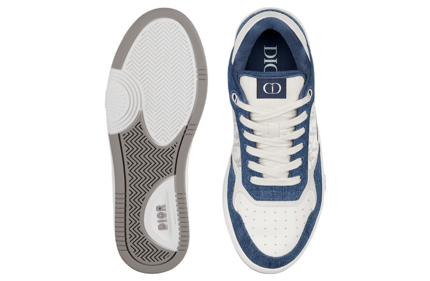 Dior B27 Low White Smooth Calfskin / Blue Denim