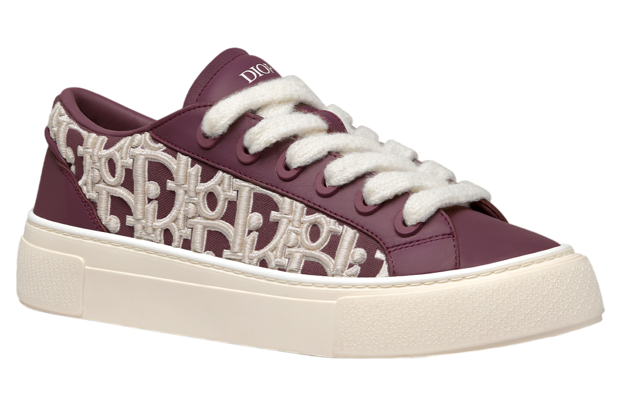 Dior B33 Sneaker Burgundy Smooth Calfskin / Cream Oblique Raised Embroidery