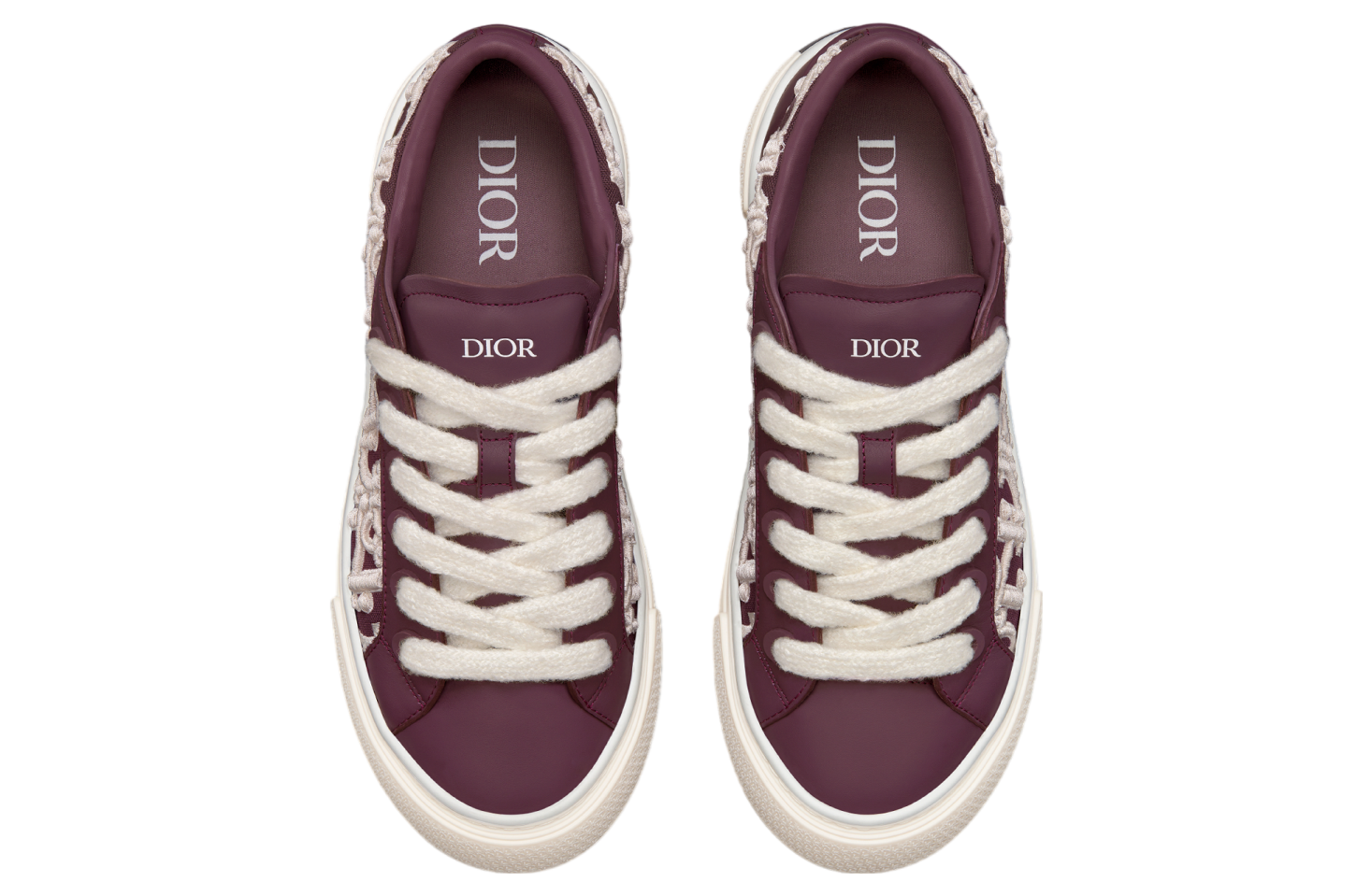 Dior B33 Sneaker Burgundy Smooth Calfskin / Cream Oblique Raised Embroidery