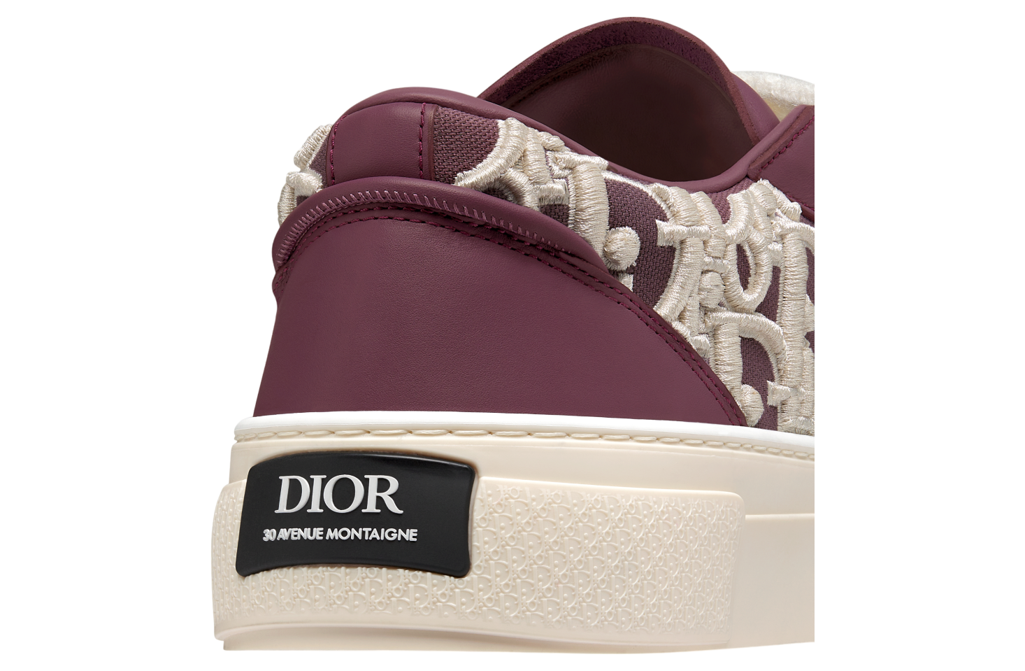 Dior B33 Sneaker Burgundy Smooth Calfskin / Cream Oblique Raised Embroidery