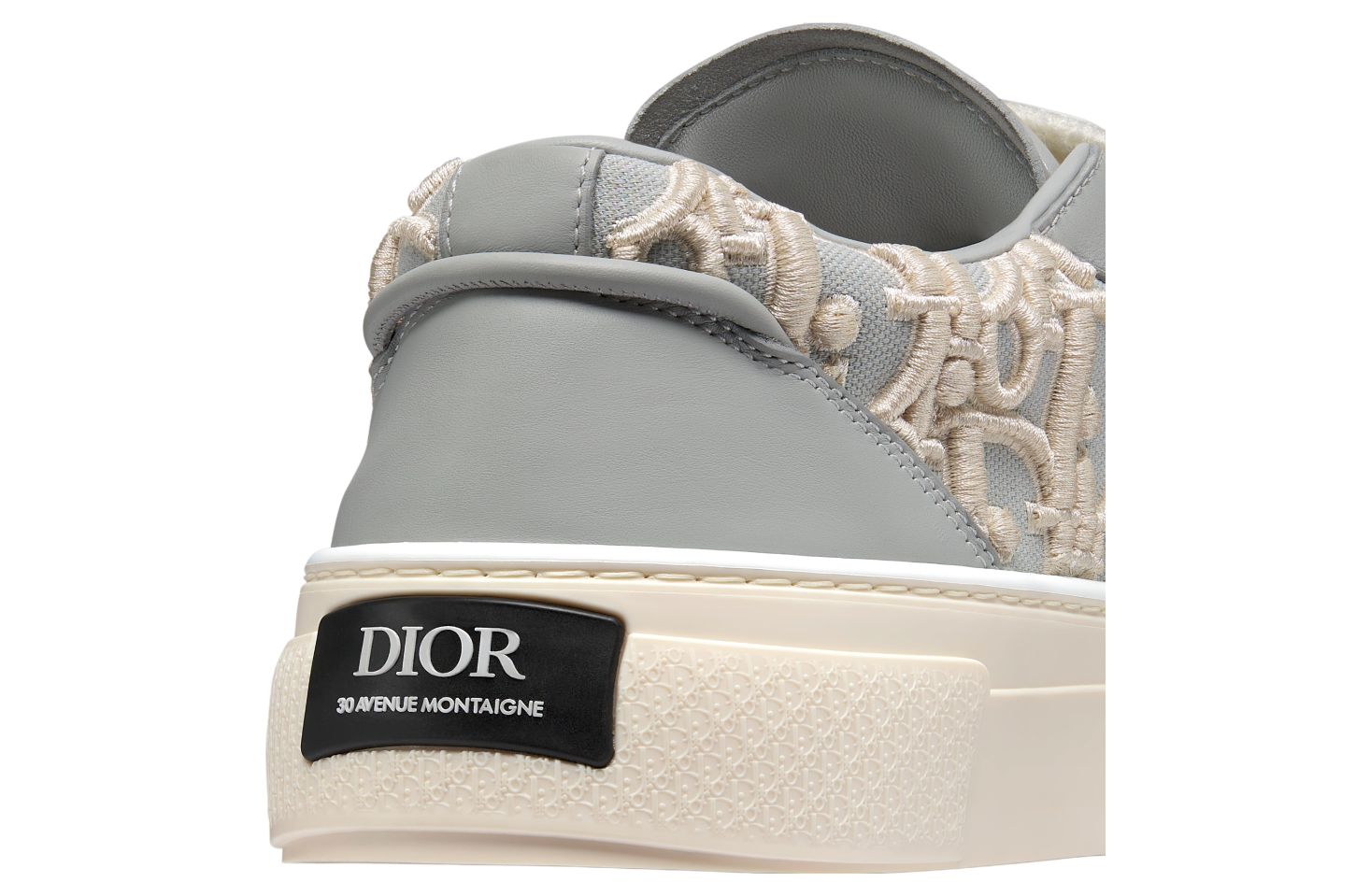 Dior B33 Sneaker Gray Smooth Calfskin / Cream Oblique Raised Embroidery