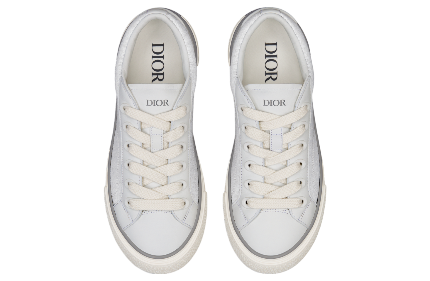 Dior B33 White Smooth Calfskin / Oblique Jacquard