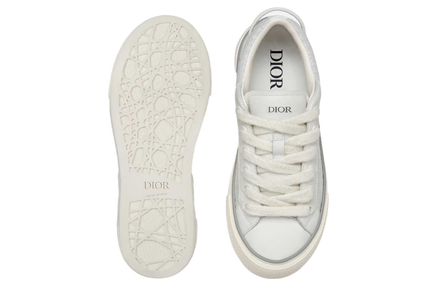 Dior B33 White Smooth Calfskin / Oblique Jacquard