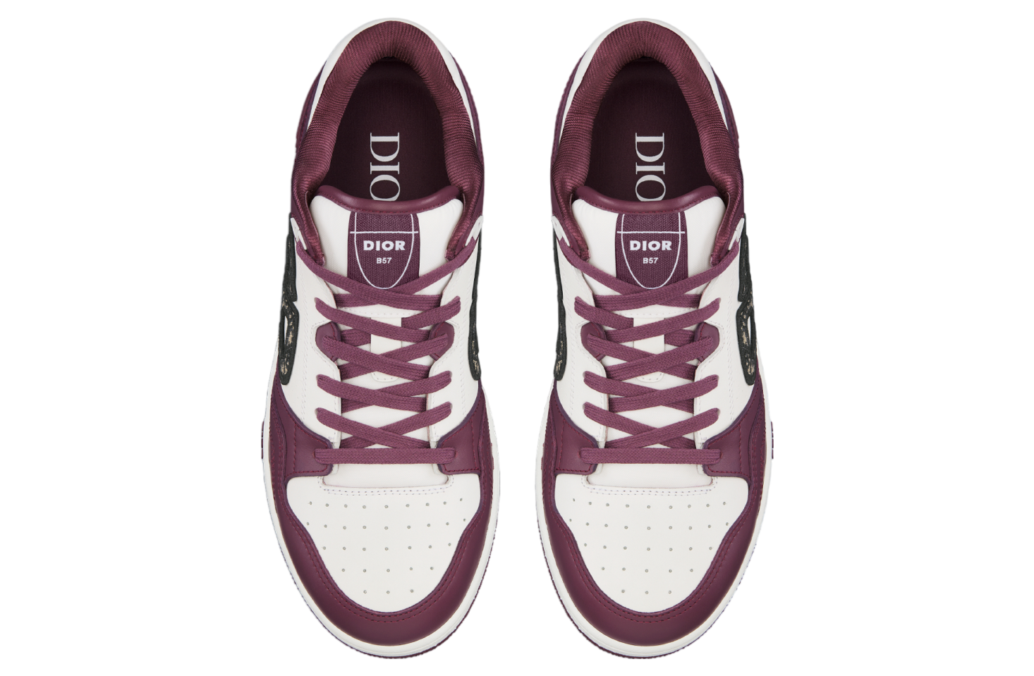 Dior B57 Low Burgundy / White Smooth Calfskin