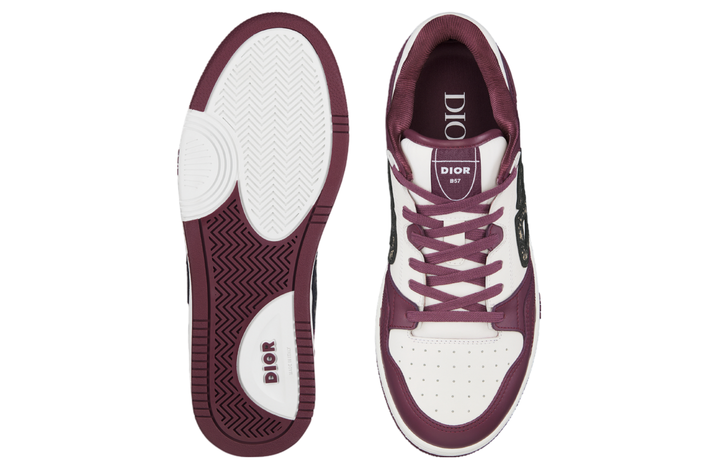 Dior B57 Low Burgundy / White Smooth Calfskin