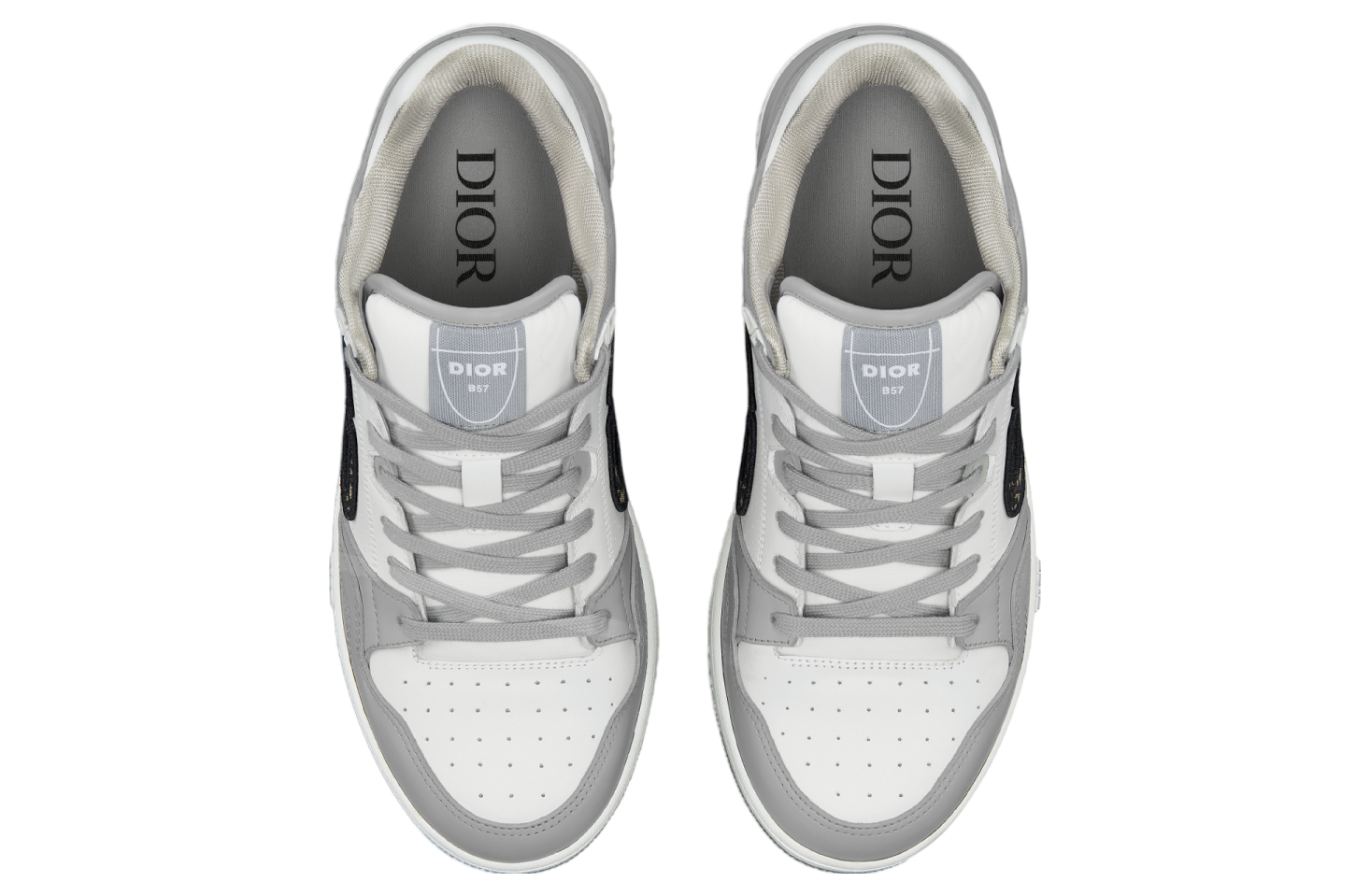 Dior B57 Low Gray / White Smooth Calfskin