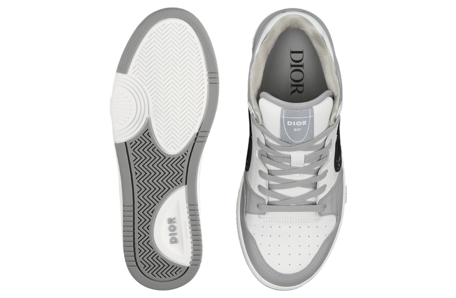 Dior B57 Low Gray / White Smooth Calfskin