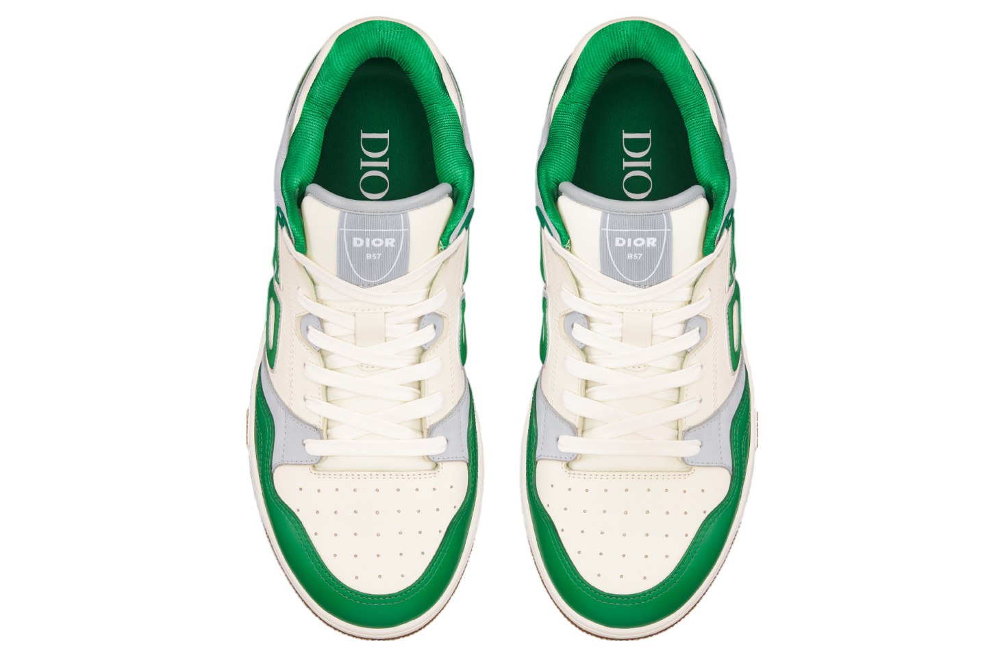 Dior B57 Low Green / Cream Smooth Calfskin