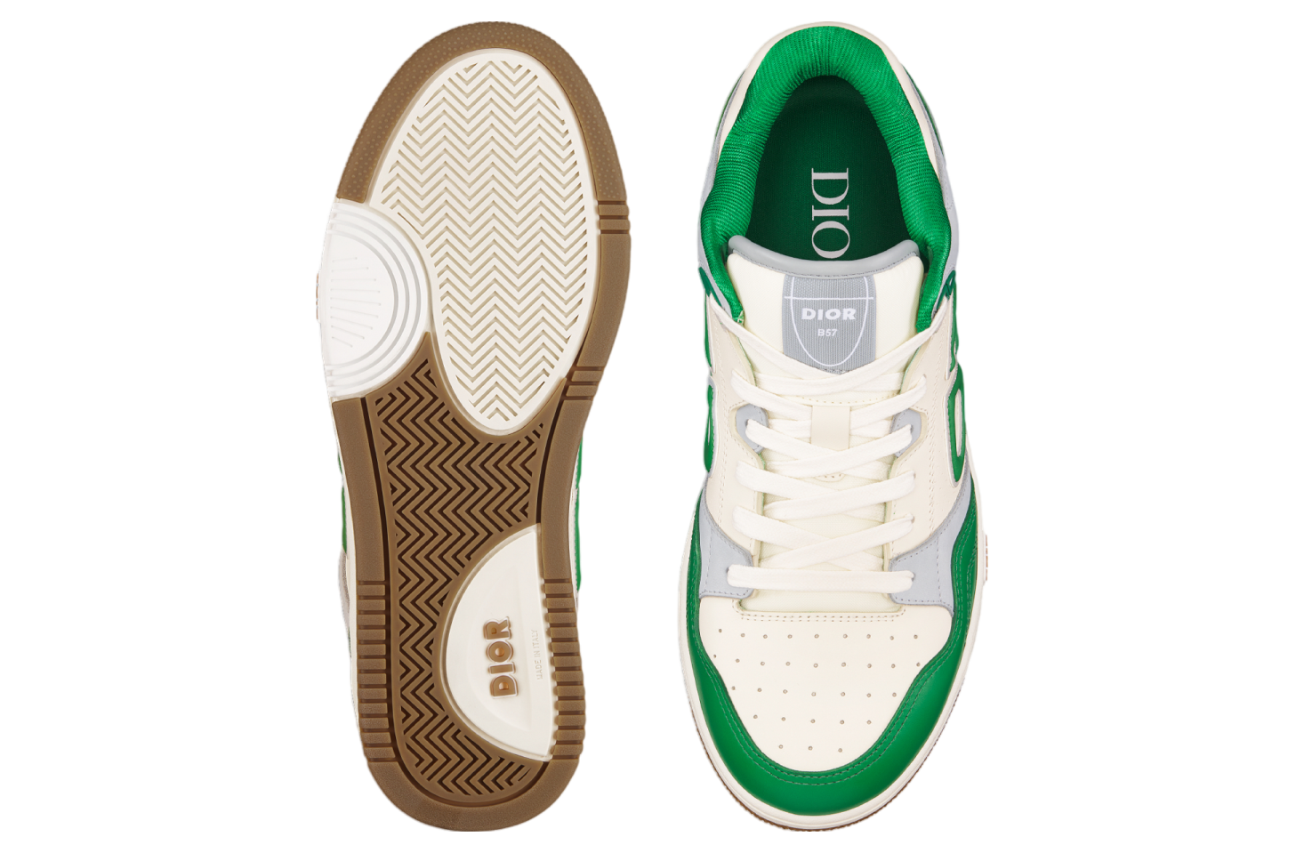 Dior B57 Low Green / Cream Smooth Calfskin