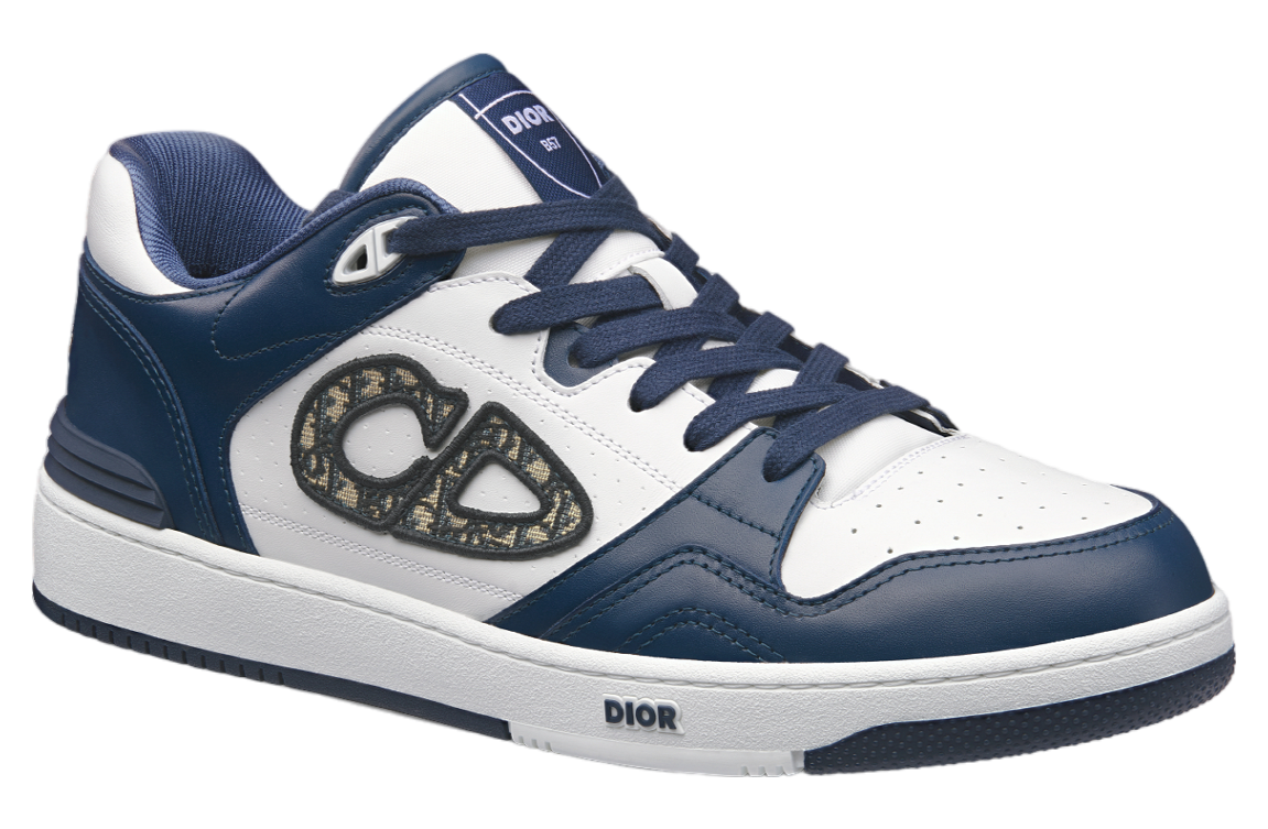 Dior B57 Low Navy Blue / White Smooth Calfskin