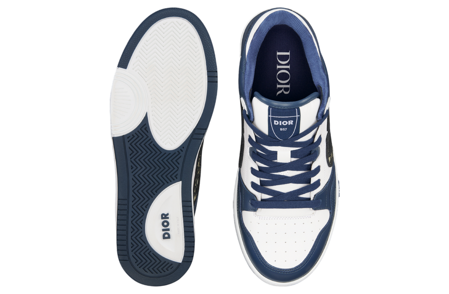 Dior B57 Low Navy Blue / White Smooth Calfskin