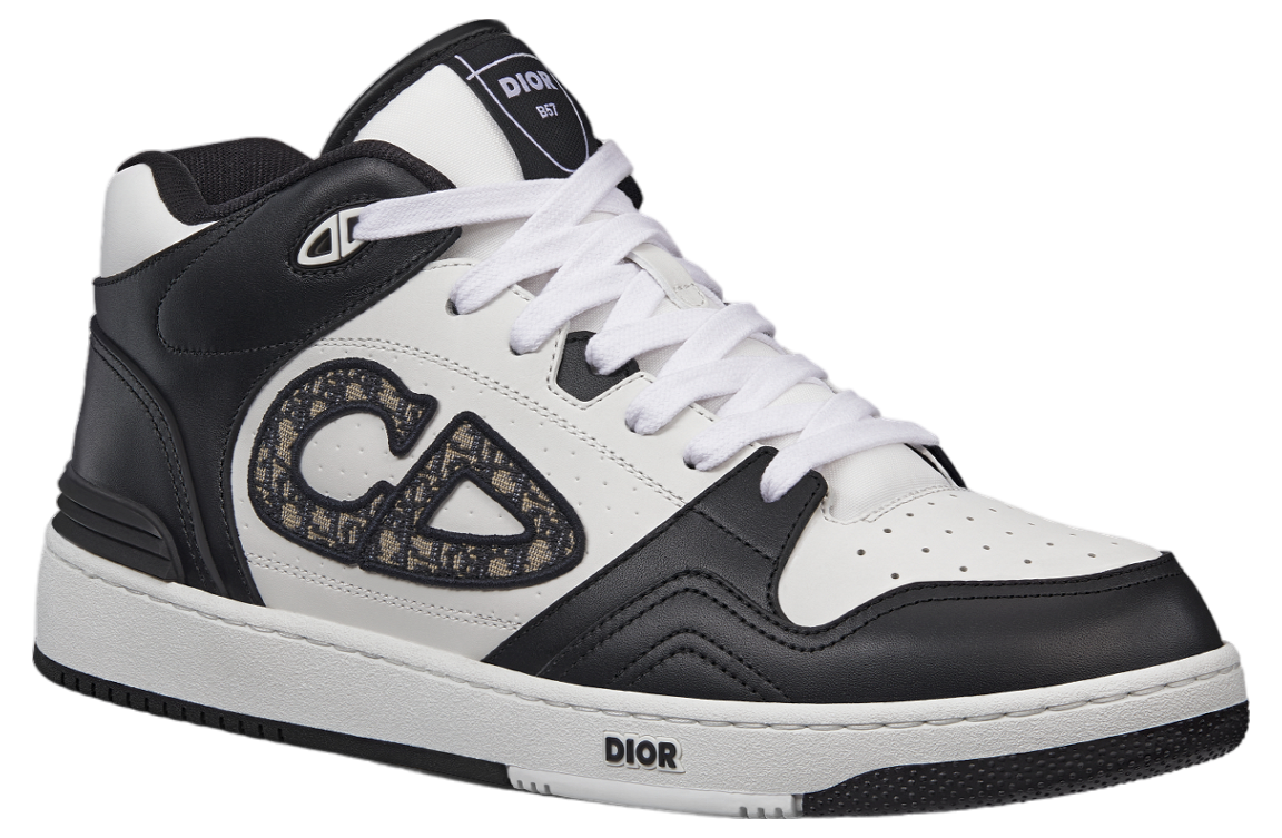 Dior B57 Mid Black / White Smooth Calfskin