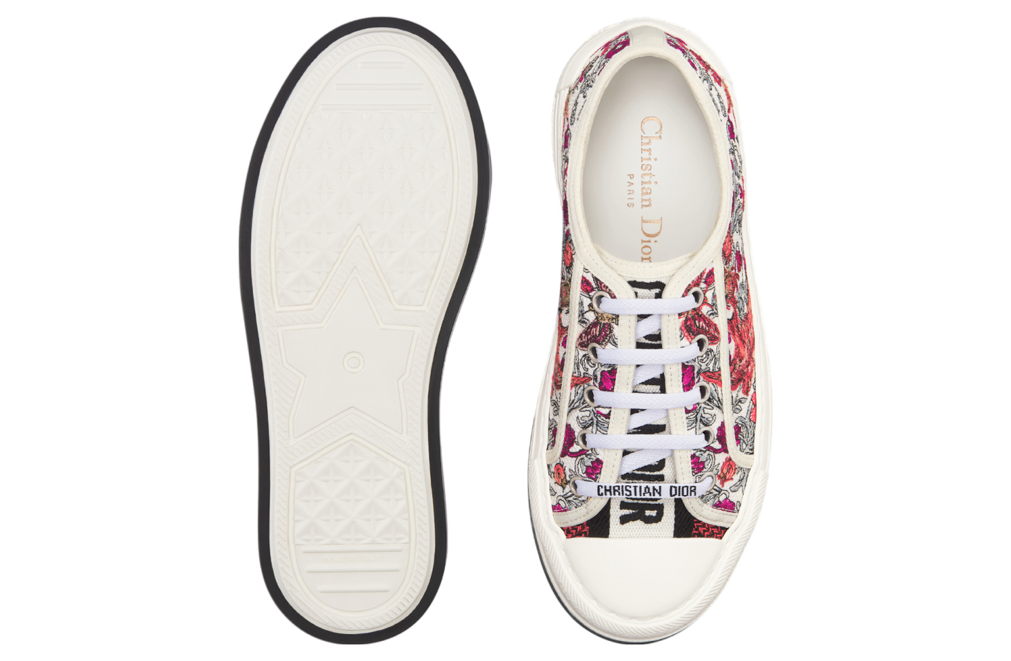 【Dior】Dioramour Walk'n'Dior プラットフォームスニーカー Dioramour Walkndior Platform WMNS White Multicolor Cotton