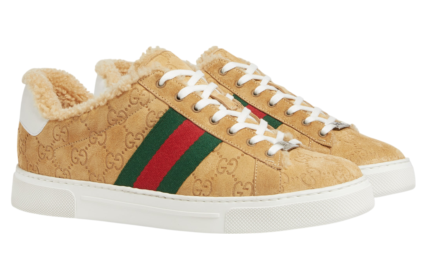 Gucci Ace Beige Gg Suede