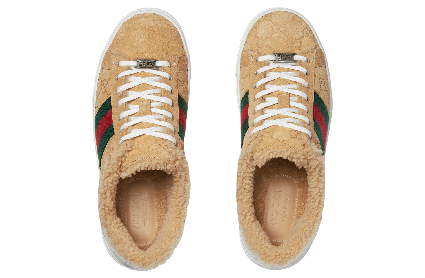 Gucci Ace Beige Gg Suede