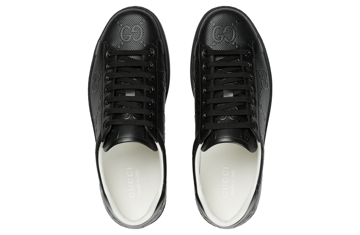 Gucci Ace GG Embossed Black Leather