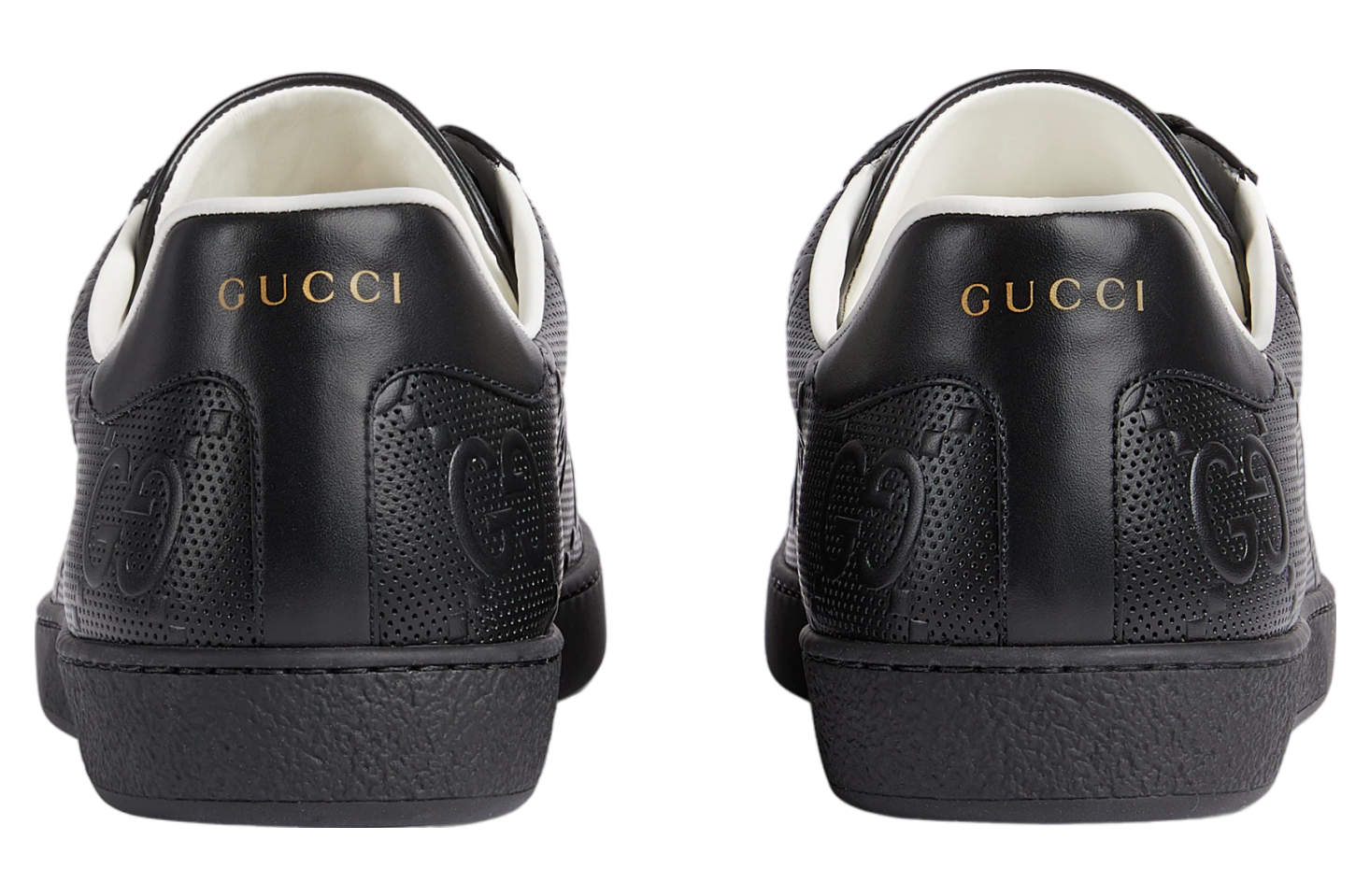 Gucci Ace GG Embossed Black Leather