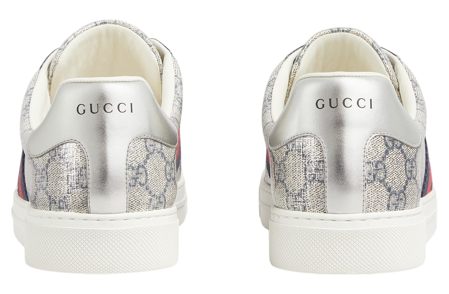 Gucci Ace With Web Beige / Blue Gg Supreme / Silver