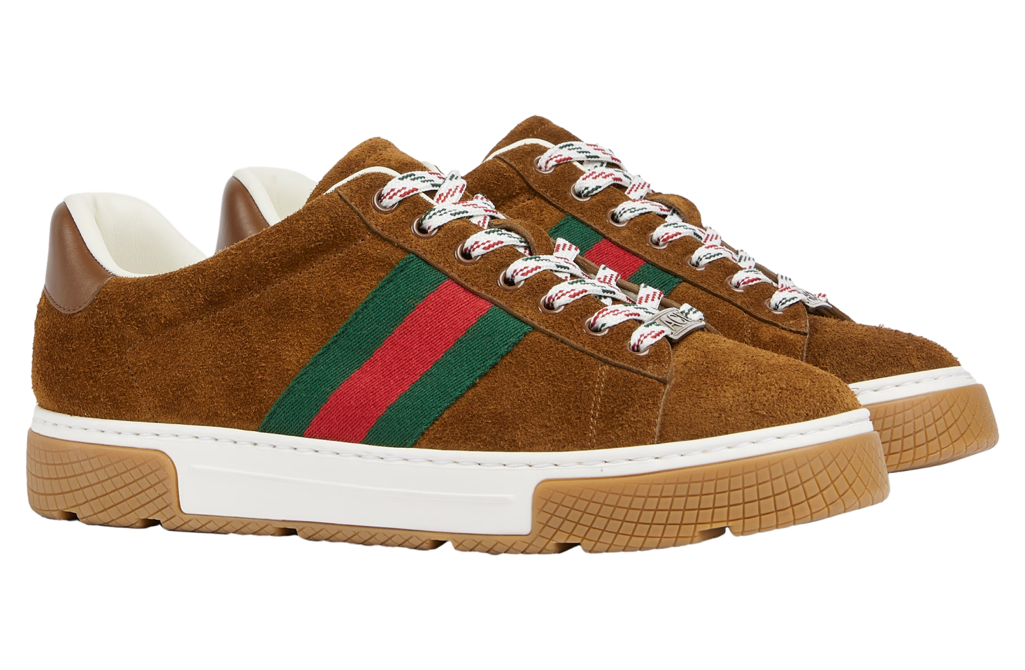 Gucci Ace With Web Brown Suede