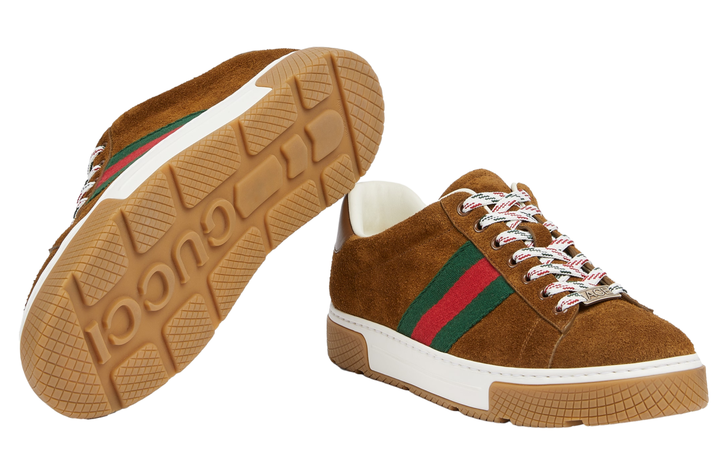 Gucci Ace With Web Brown Suede