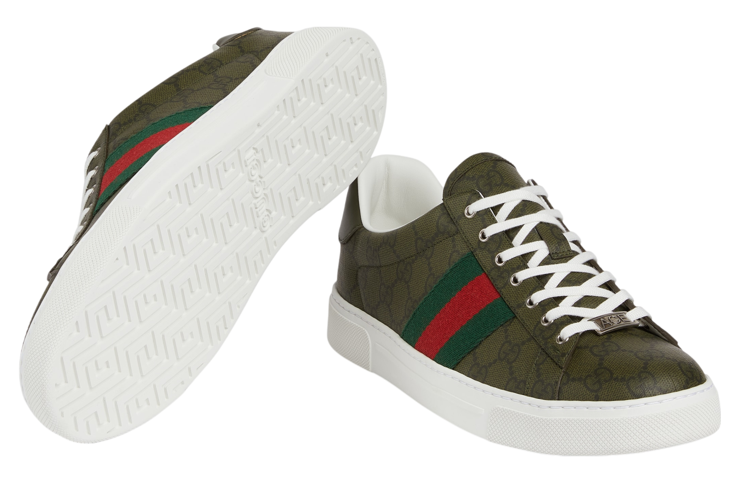 Gucci Ace With Web Dark Green Gg Supreme