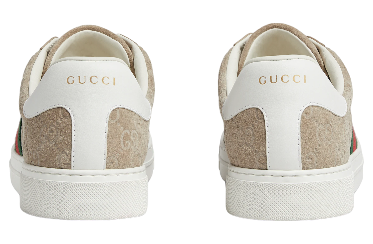 Gucci Ace With Web Oatmeal Gg Suede