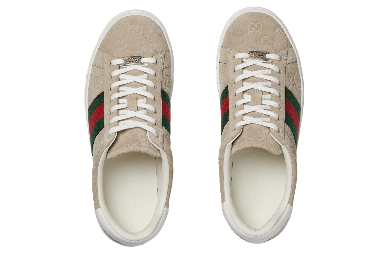 Gucci Ace With Web Oatmeal Gg Suede