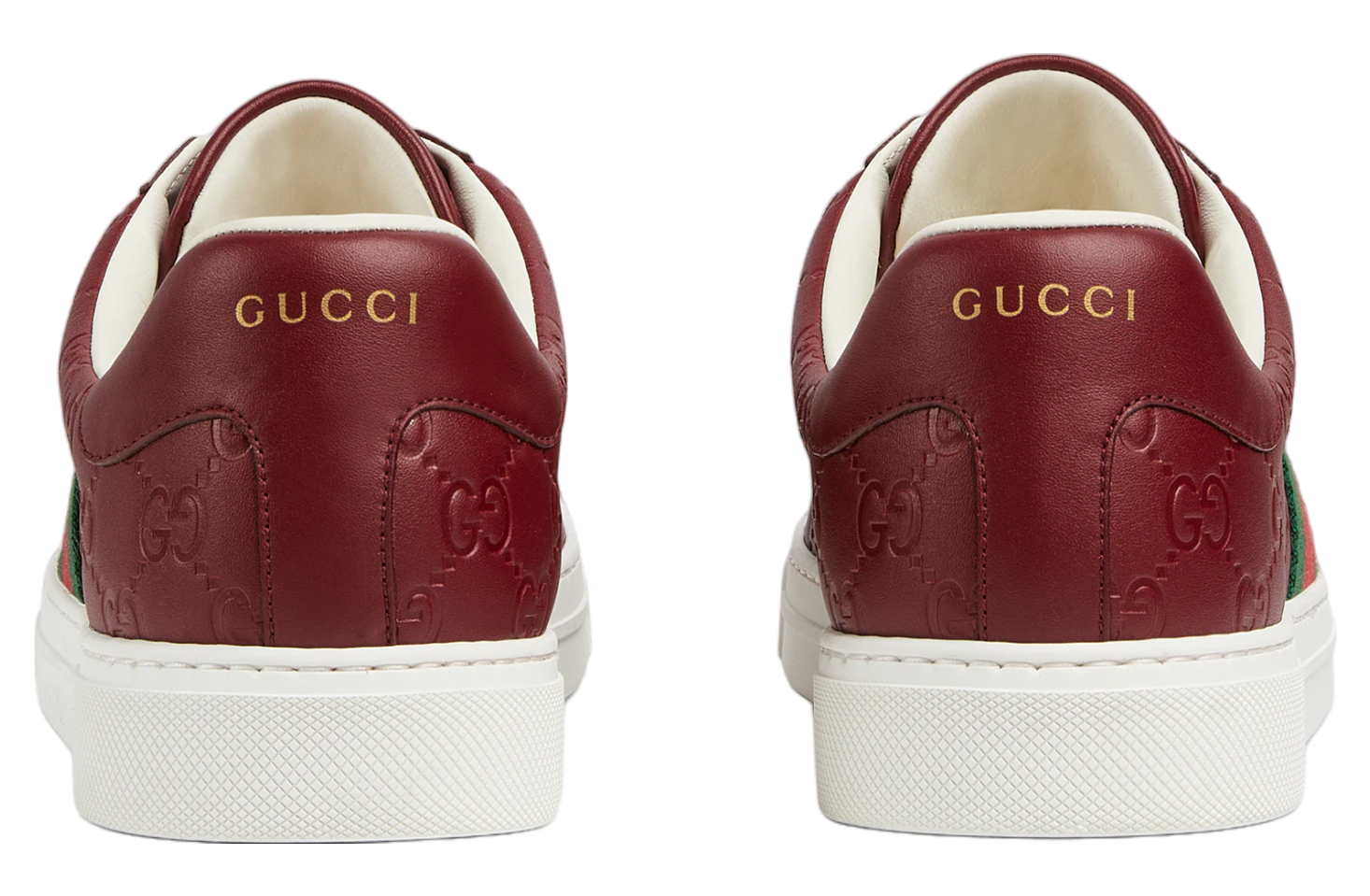 Gucci Ace With Web Rosso Ancora Leather