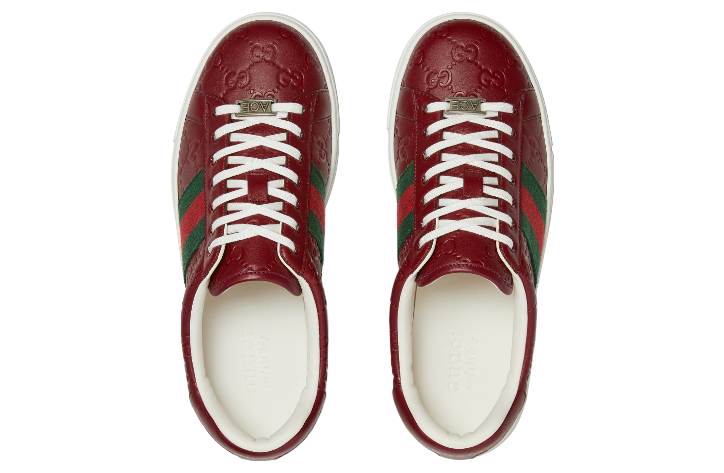 Gucci Ace With Web Rosso Ancora Leather