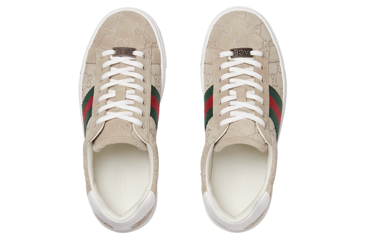 Gucci Ace With Web WMNS Oatmeal Gg Suede