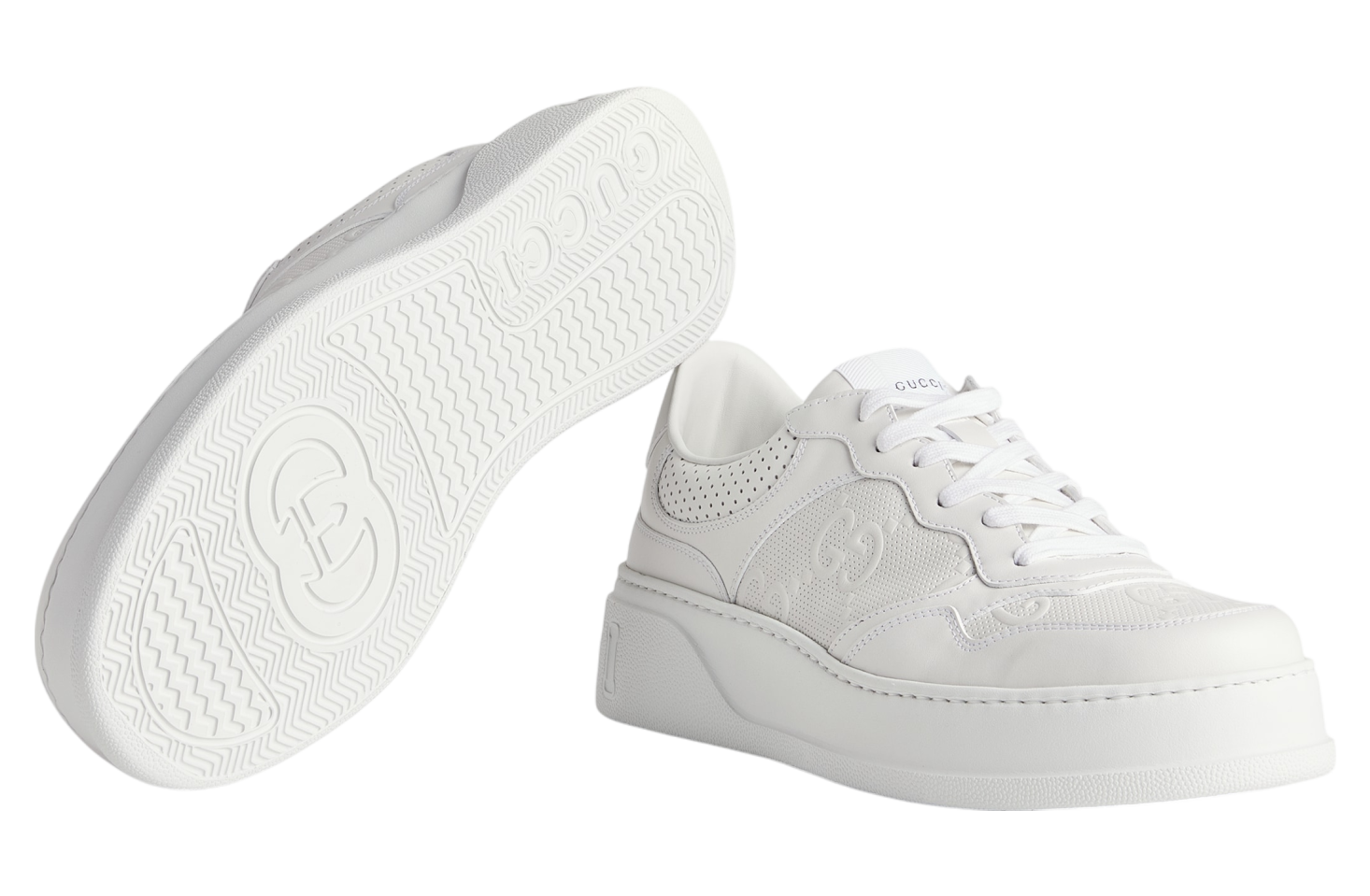 Gucci GG Embossed White Leather