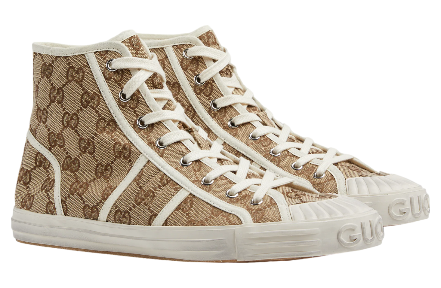 Gucci GG High Top Sneaker Beige / Ebony Gg Canvas