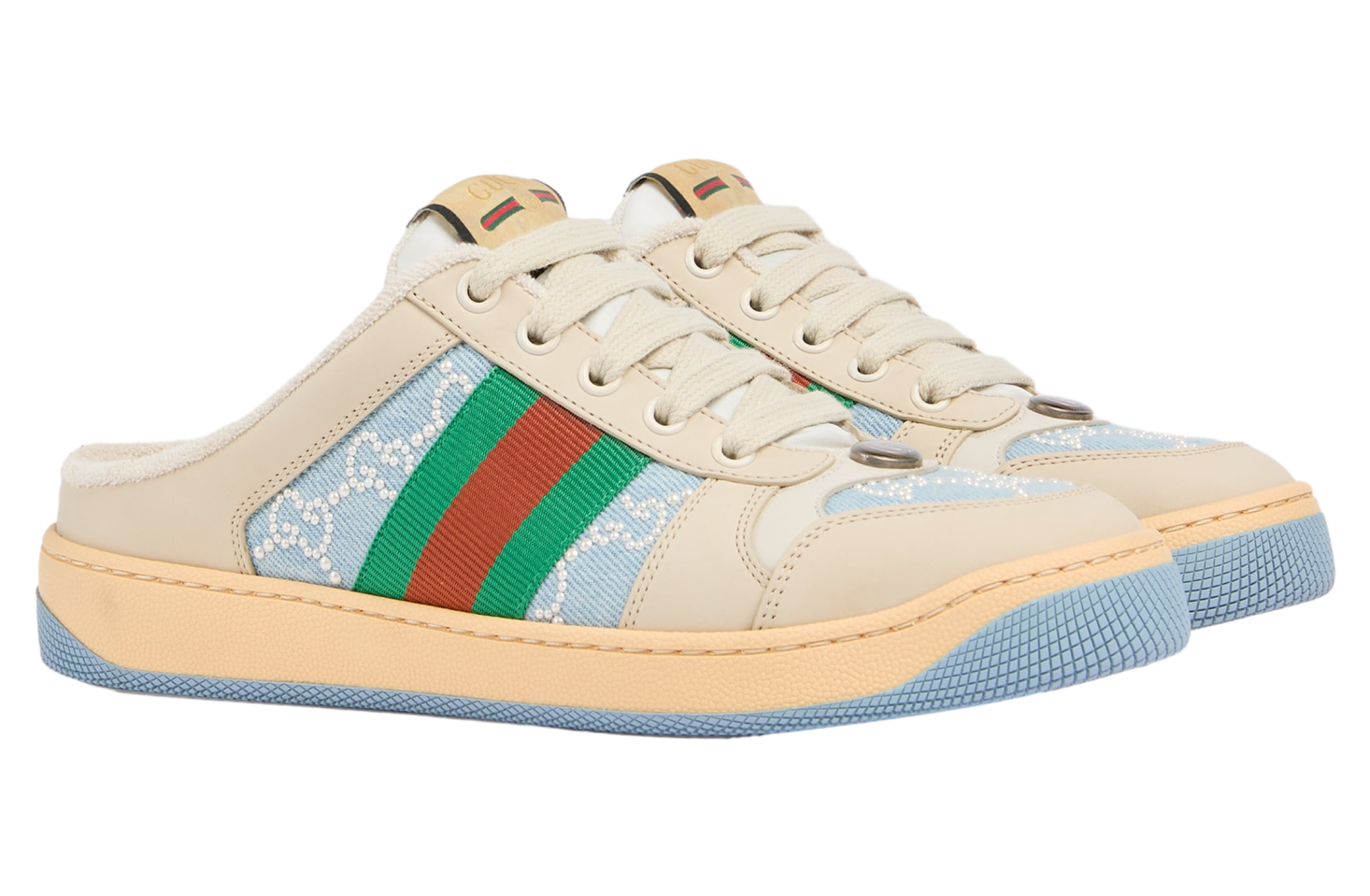 Gucci Pearl Screener Mule WMNS Light Blue Gg Pearl Canvas