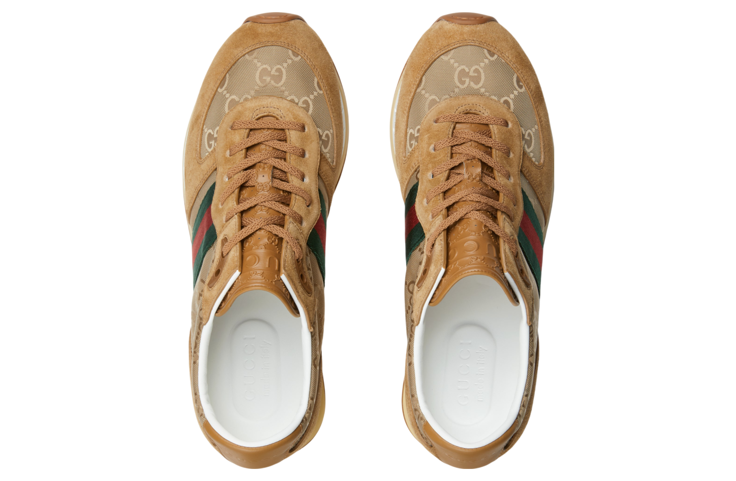 【関税&送料込】Gucci Camel Gg Fabric And Suede Re-Motion Sn Men's Gucci Re-Motion sneaker in camel Original GG canvas
