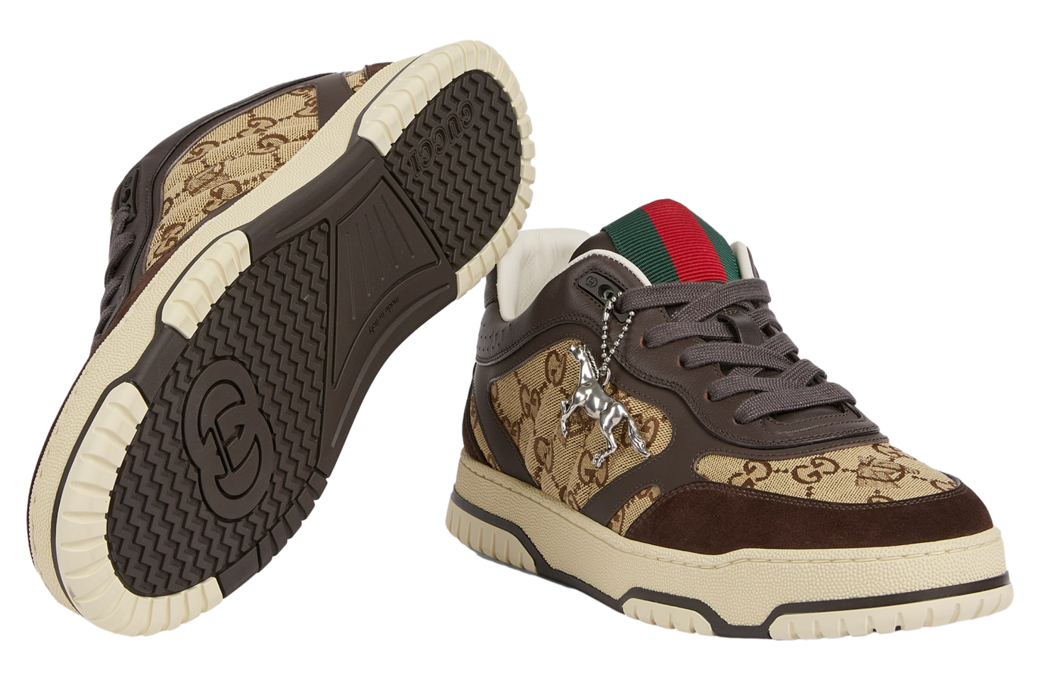 Gucci Re-Web Dark Brown Leather Trim