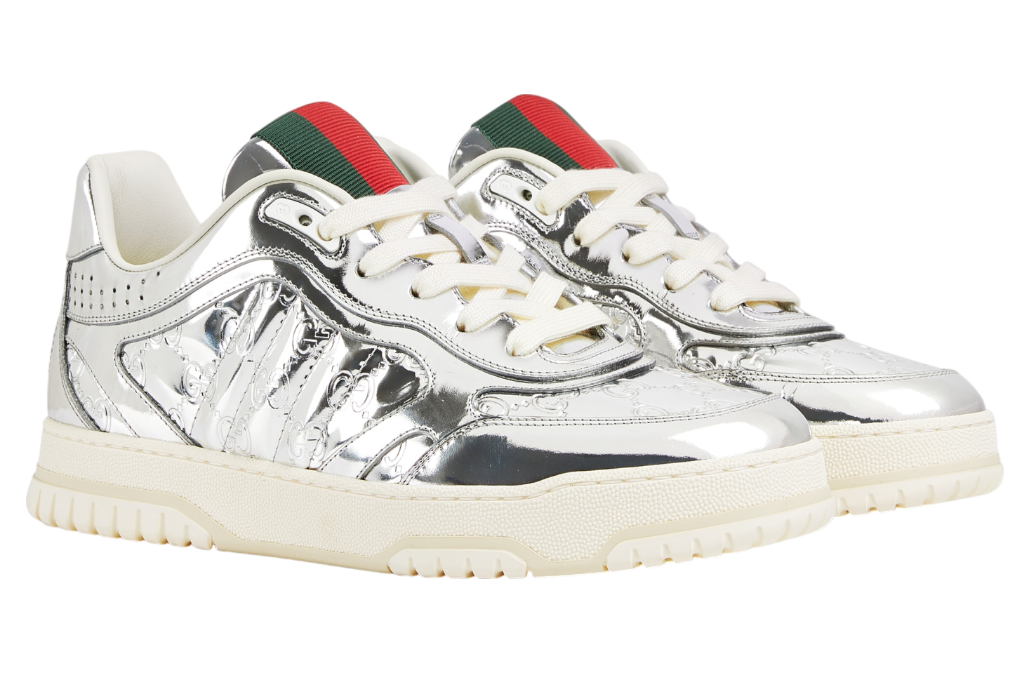 Gucci Re-Web Silver Metallic Leather