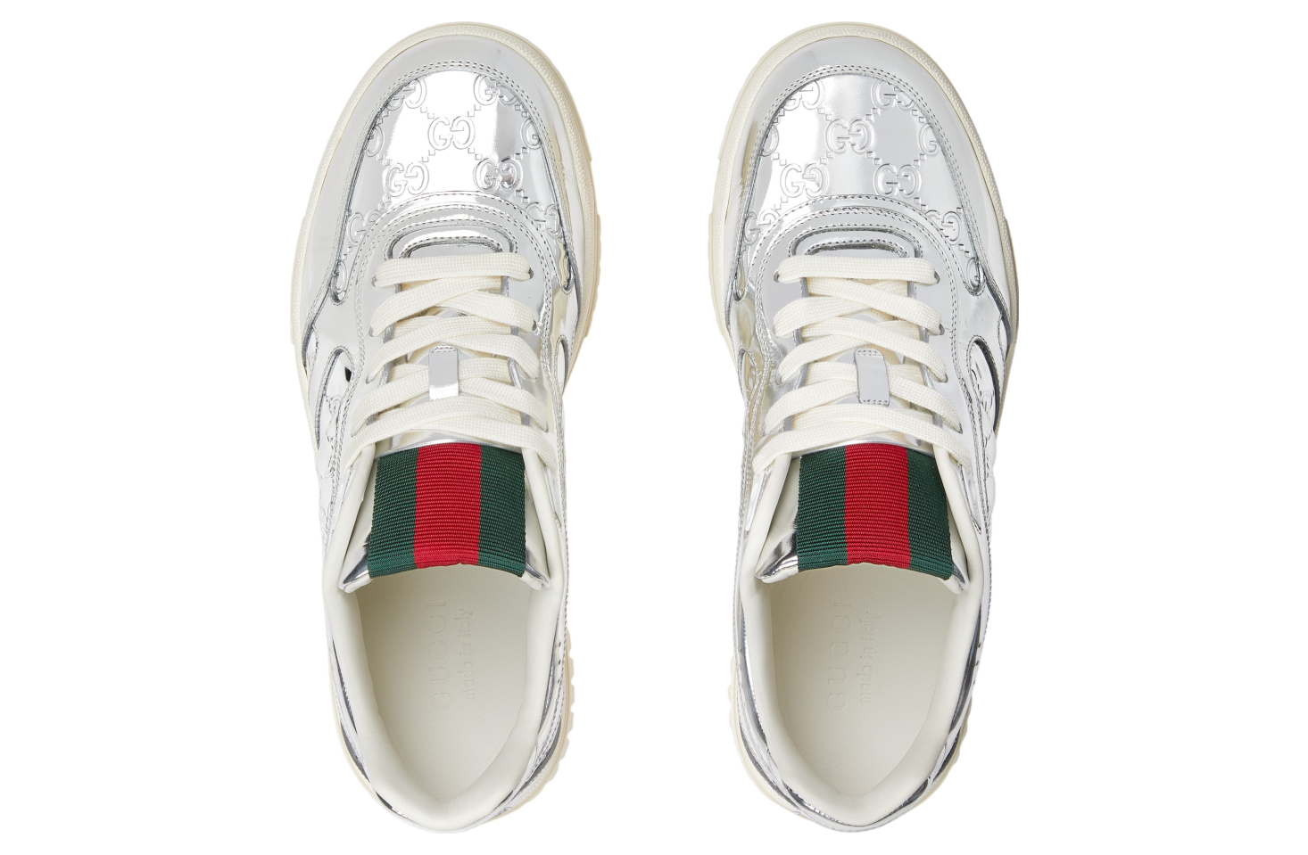 Gucci Re-Web Silver Metallic Leather