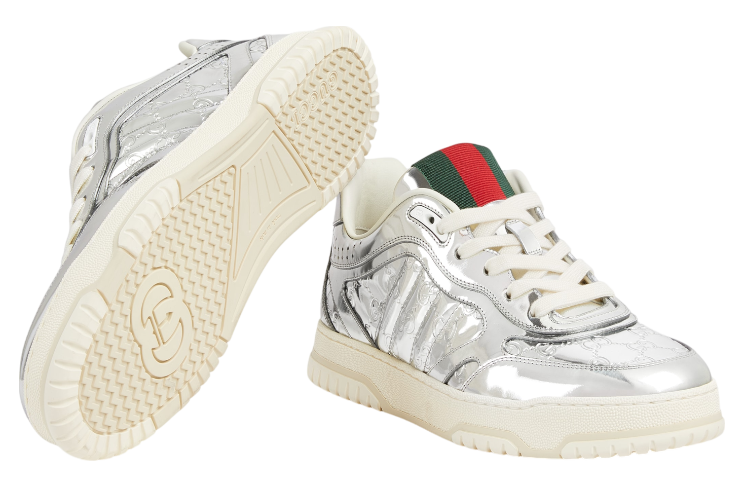 Gucci Re-Web Silver Metallic Leather