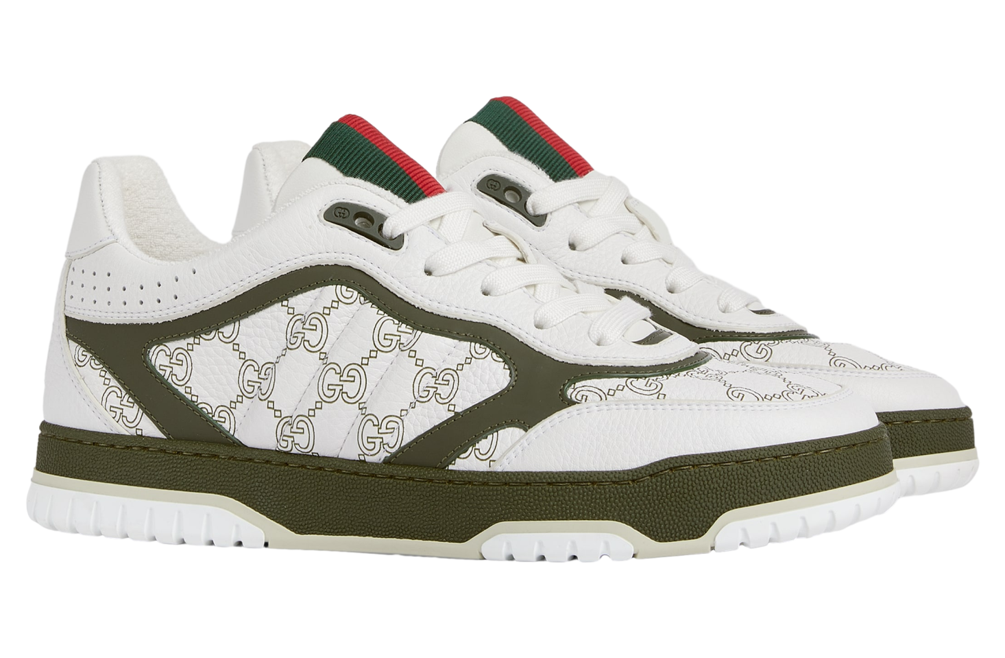 Gucci Re-Web White / Green Gg Leather