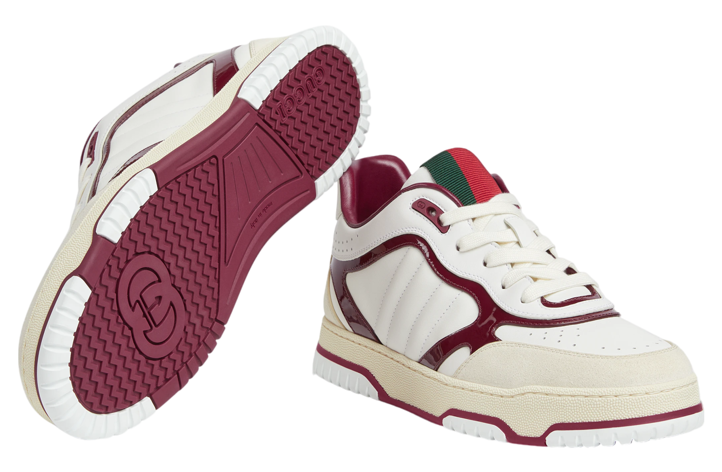 Gucci Re-Web White Leather / Burgundy