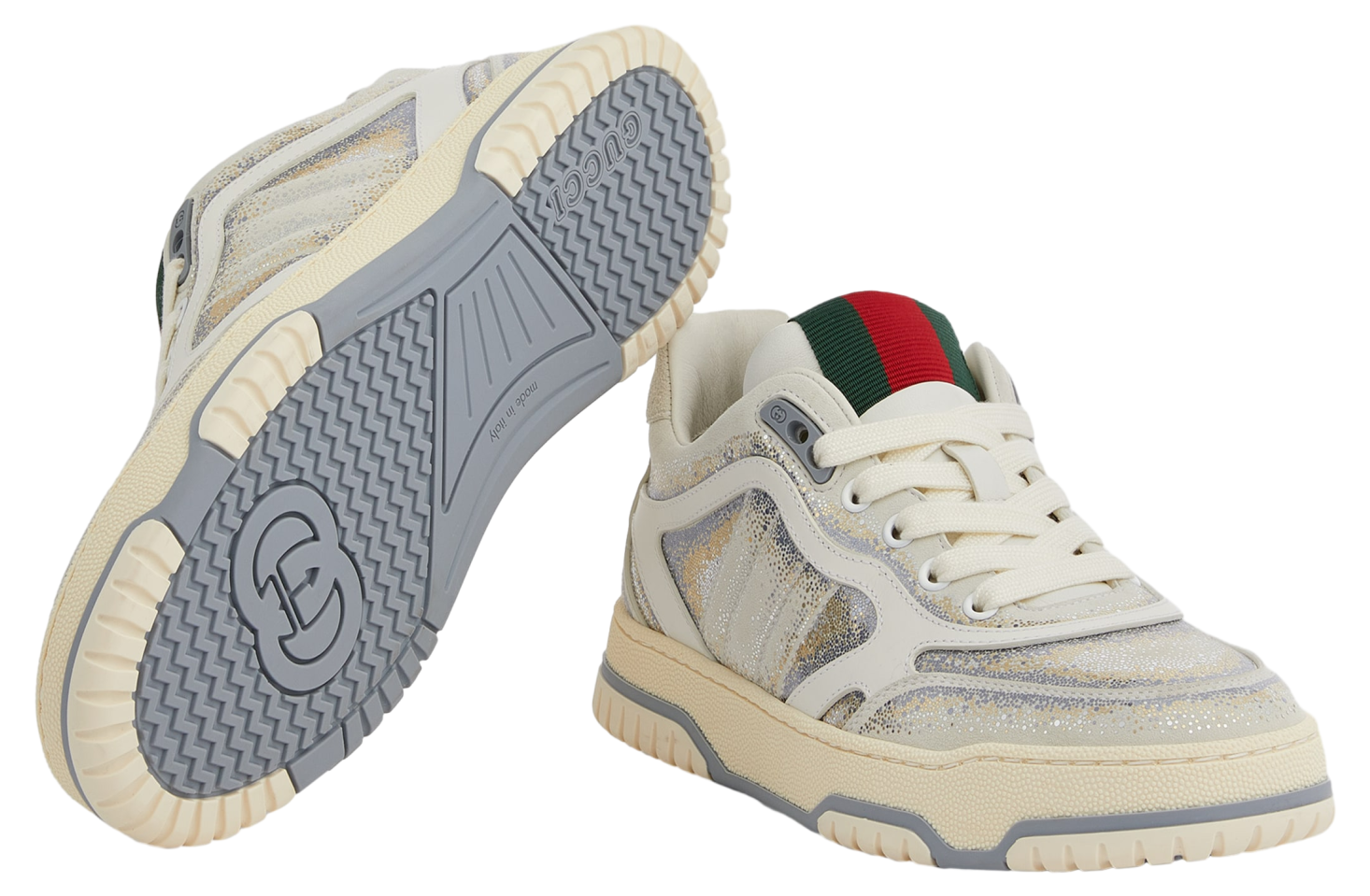 Gucci Re-Web WMNS Gradient White / Grey Glitter Leather