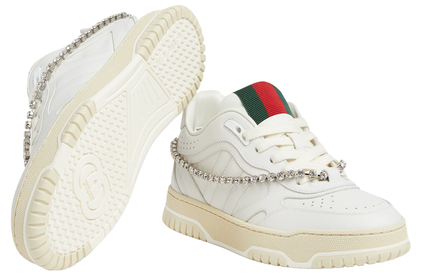 Gucci Re-Web WMNS White Leather / Crystal Charms