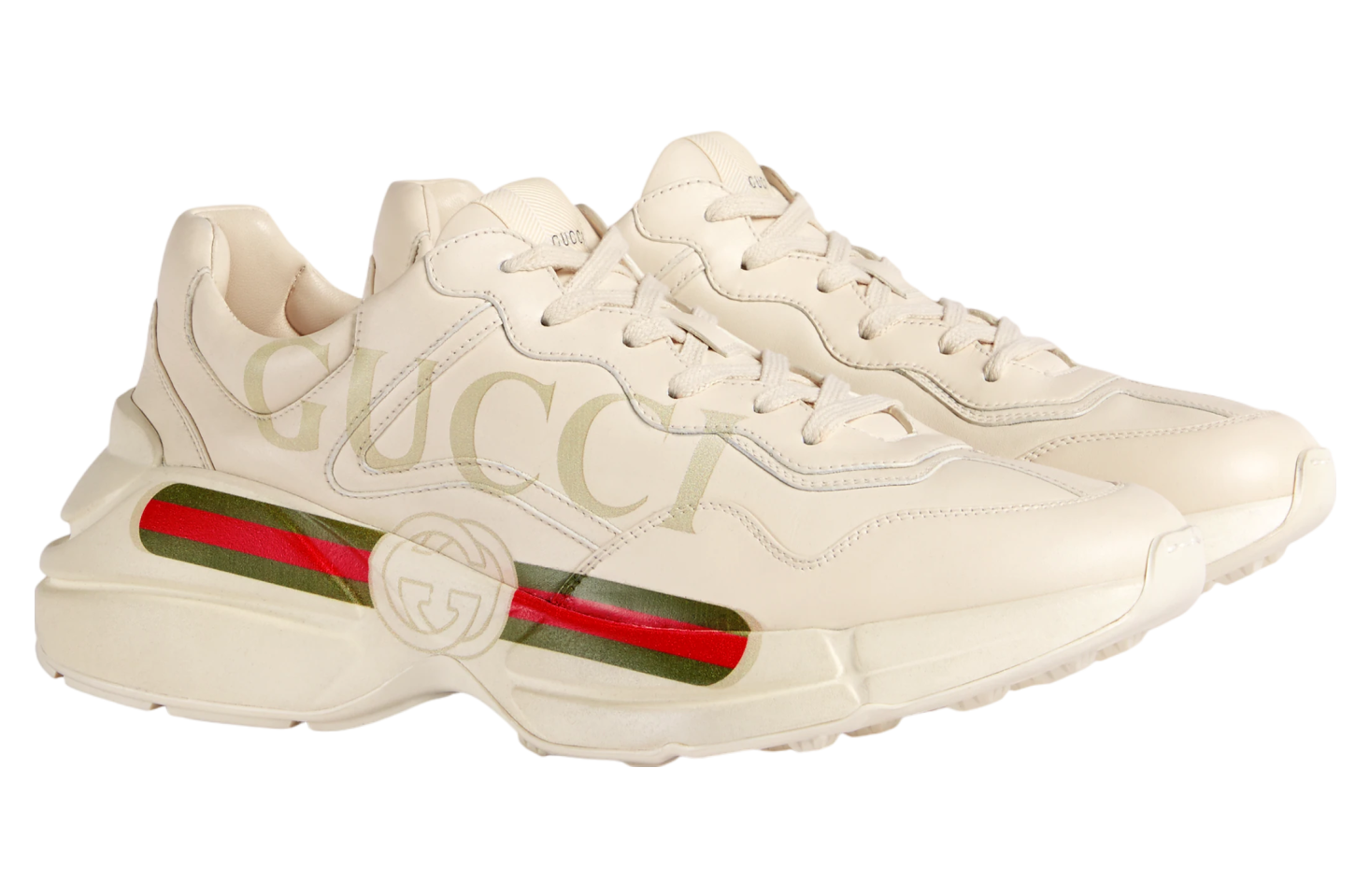 Gucci Rhyton With Gucci Logo Ivory Leather