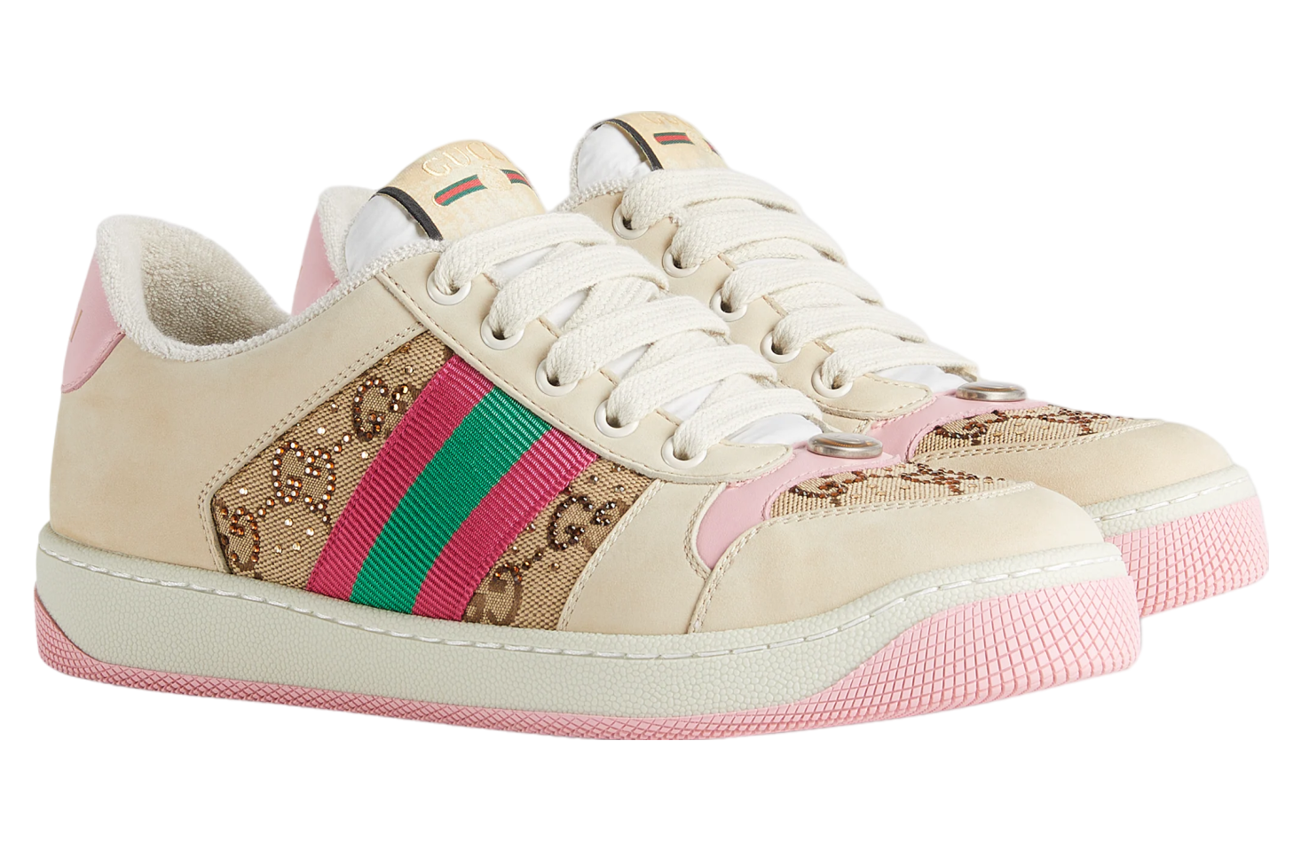 Gucci Screener With Crystals WMNS Beige / Ebony Gg Canvas