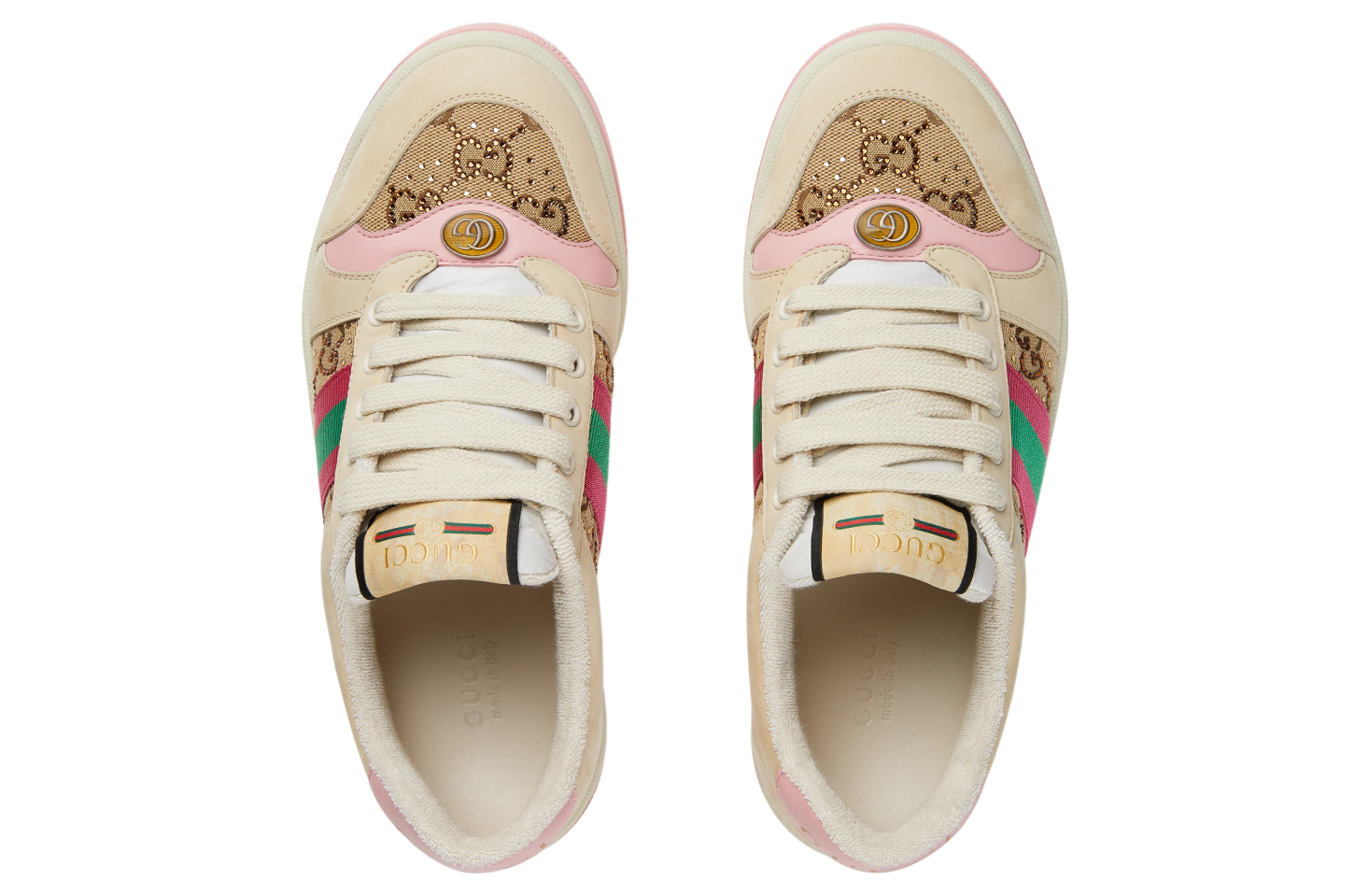 Gucci Screener With Crystals WMNS Beige / Ebony Gg Canvas