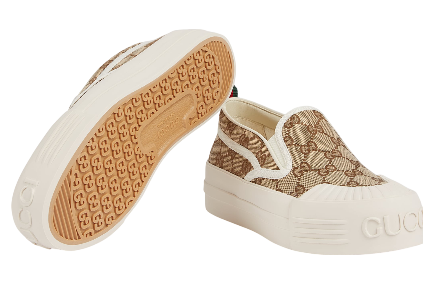 Gucci Slip-on WMNS Beige / Dark Brown Original Gg Canvas