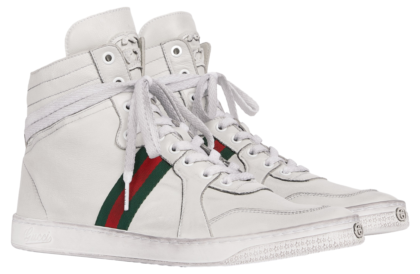 Gucci Stretch High White Leather
