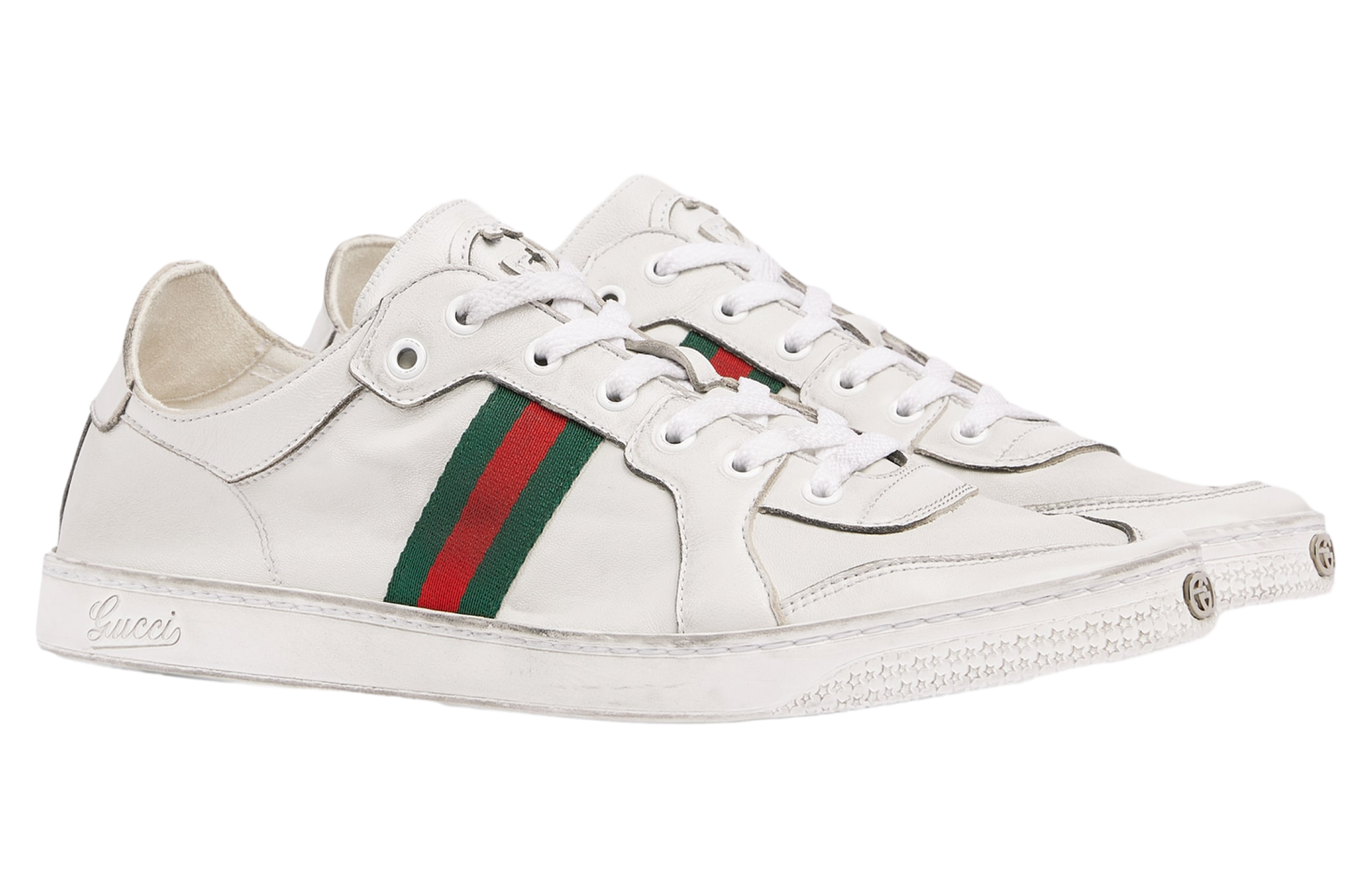Gucci Stretch Low White Leather